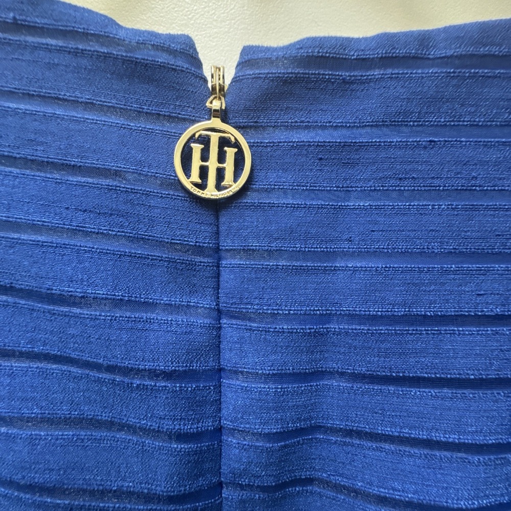 Tommy Hilfiger Dress Sleeveless Women's Size 18 Blue Stripe Fit & Flare Lines - Picture 9 of 13